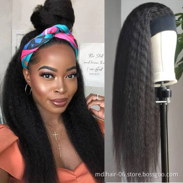 Brazilian Hair Wigs Headband wig Kinky Straight Wholesale Human Hair Vendors Raw Natural Hair Wig